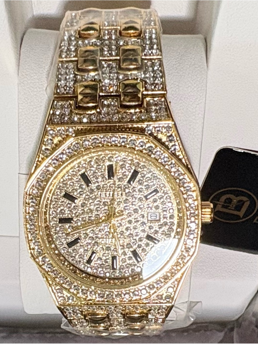 BiBi Women’s Gold and Silver Crystal Pave Watch